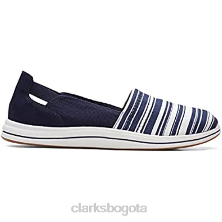 Clarks 0DX8L1614 mocasín brisa para mujer lona azul marino/blanco clarks mujer