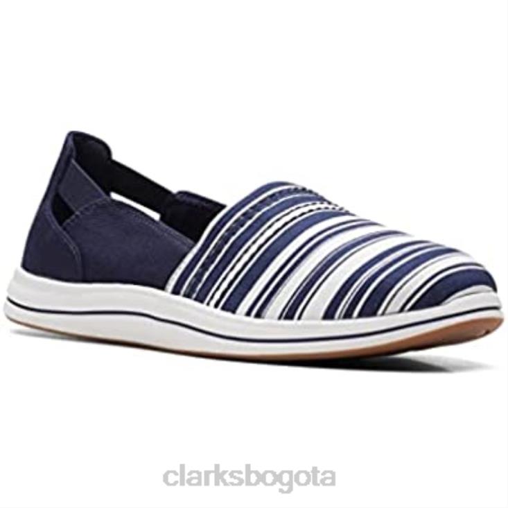Clarks 0DX8L1615 mocasín brisa para mujer clarks azul marino/lona blanca mujer