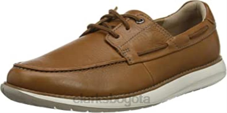 Clarks 0DX8L1620 zapatillas bajas con cordones un pilot de cuero marrón tostado para hombre clarks hombres cuero marrón tostado cuero tostado