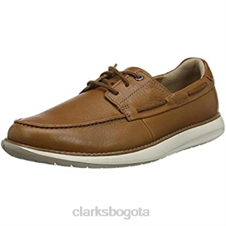 Clarks 0DX8L1620 zapatillas bajas con cordones un pilot de cuero marrón tostado para hombre clarks hombres cuero marrón tostado cuero tostado