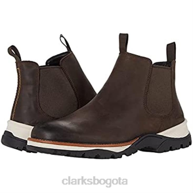Clarks 0DX8L1634 clarks topton chelsea cuero aceitoso negro cuero aceitoso marrón oscuro unisexo cuero aceitoso marrón oscuro