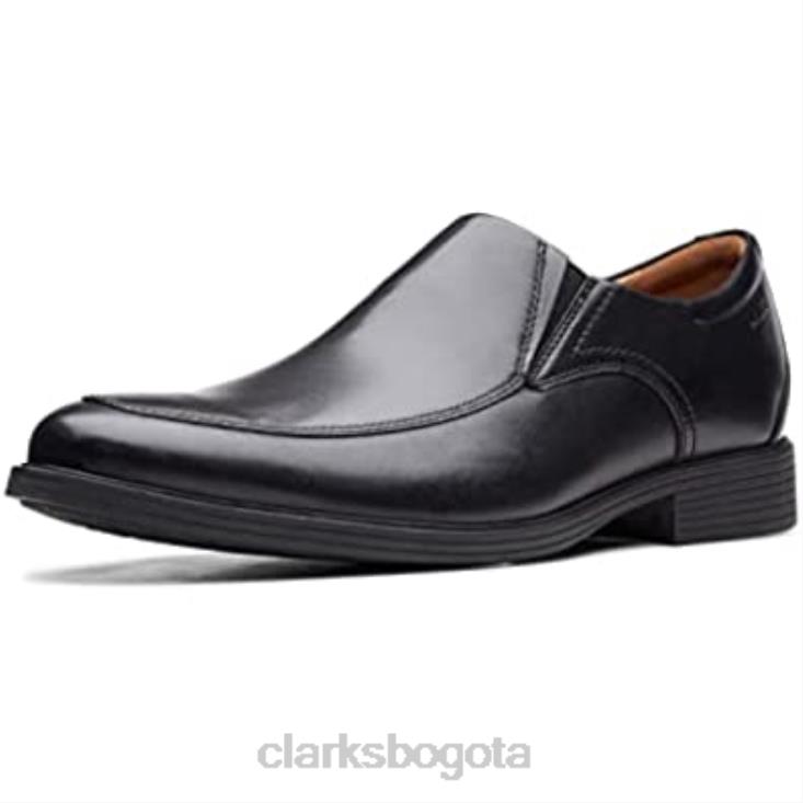 Clarks 0DX8L1636 pantuflas bajas gosworth step de cuero negro para hombre clarks hombres cuero negro
