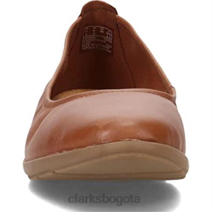 Clarks 0DX8L164 Clarks bailarinas Jenette Easy de mujer de piel color canela oscuro mujer cuero bronceado oscuro