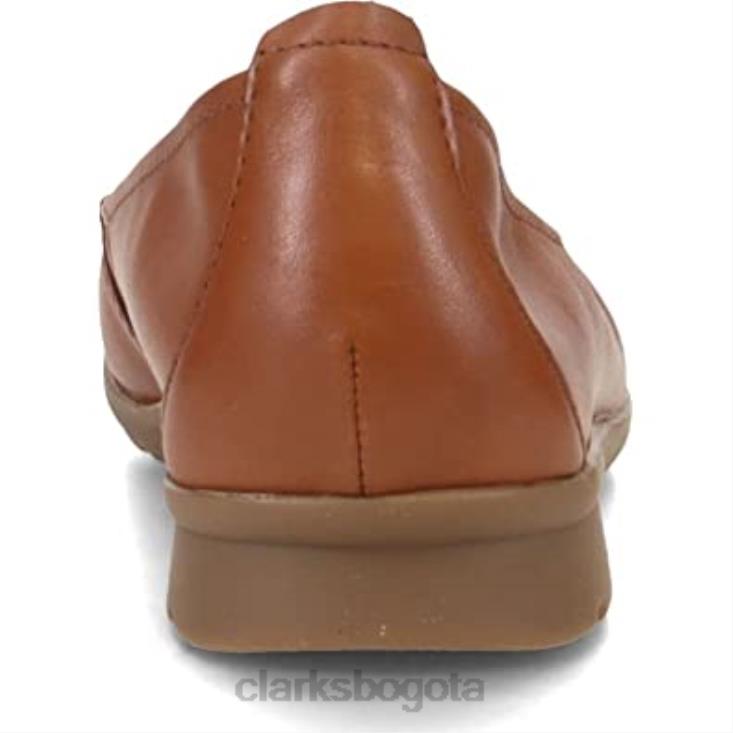Clarks 0DX8L164 Clarks bailarinas Jenette Easy de mujer de piel color canela oscuro mujer cuero bronceado oscuro