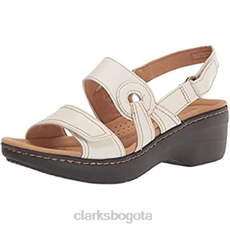 Clarks 0DX8L1650 Sandalia Clarks Mujer Merliah Opal Tacón Piel Blanco mujer cuero blanco