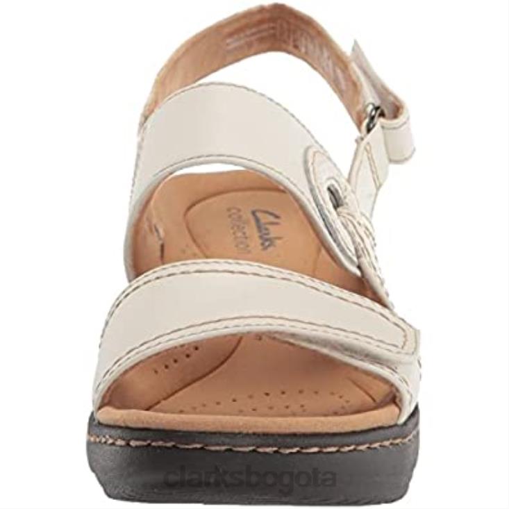 Clarks 0DX8L1650 Sandalia Clarks Mujer Merliah Opal Tacón Piel Blanco mujer cuero blanco
