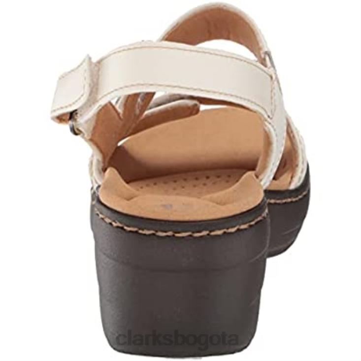 Clarks 0DX8L1650 Sandalia Clarks Mujer Merliah Opal Tacón Piel Blanco mujer cuero blanco