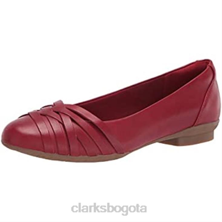Clarks 0DX8L1653 bailarina sara clover mujer clarks cuero rojo mujer