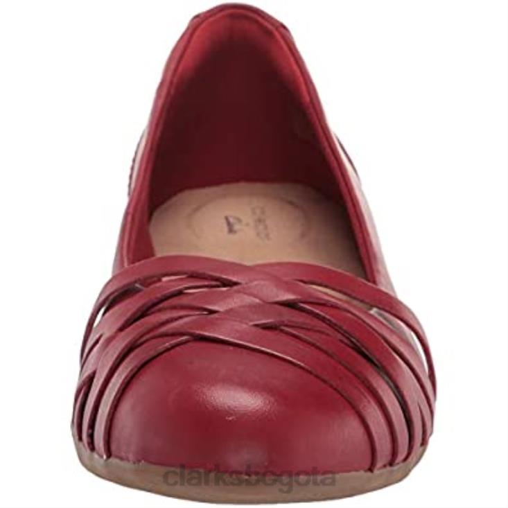 Clarks 0DX8L1653 bailarina sara clover mujer clarks cuero rojo mujer