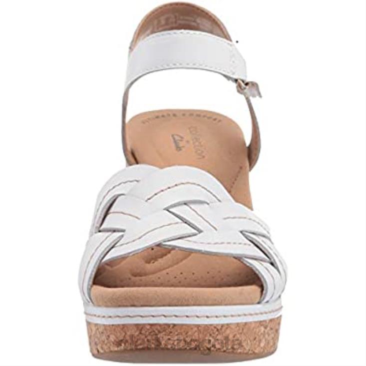 Clarks 0DX8L1655 sandalia con cuña giselle Coast mujer clarks piel blanca mujer cuero blanco