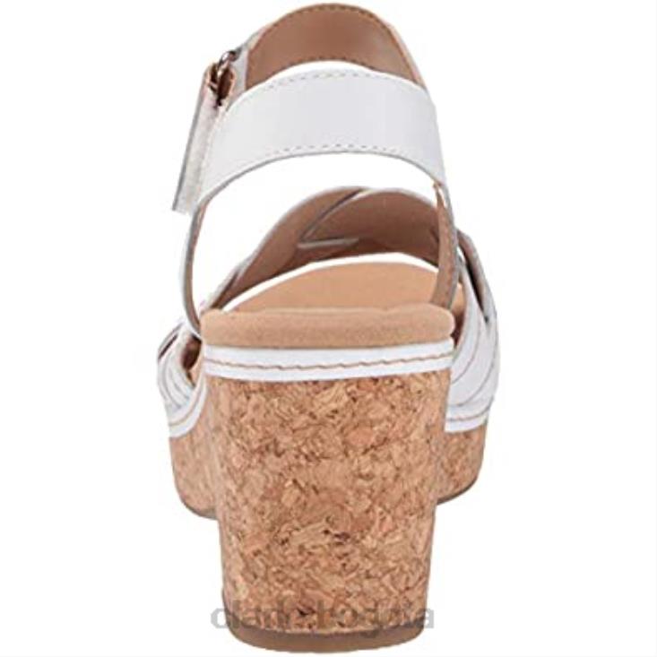 Clarks 0DX8L1655 sandalia con cuña giselle Coast mujer clarks piel blanca mujer cuero blanco