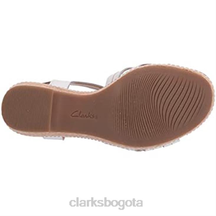 Clarks 0DX8L1655 sandalia con cuña giselle Coast mujer clarks piel blanca mujer cuero blanco