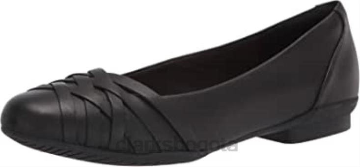 Clarks 0DX8L1656 Bailarina clarks sara clover de piel negra para mujer mujer cuero negro
