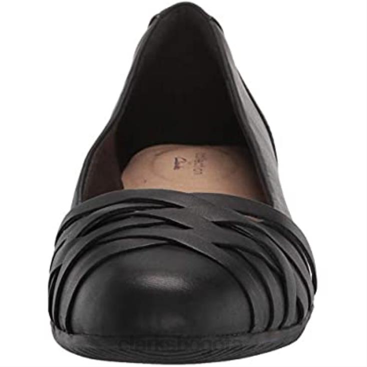 Clarks 0DX8L1656 Bailarina clarks sara clover de piel negra para mujer mujer cuero negro