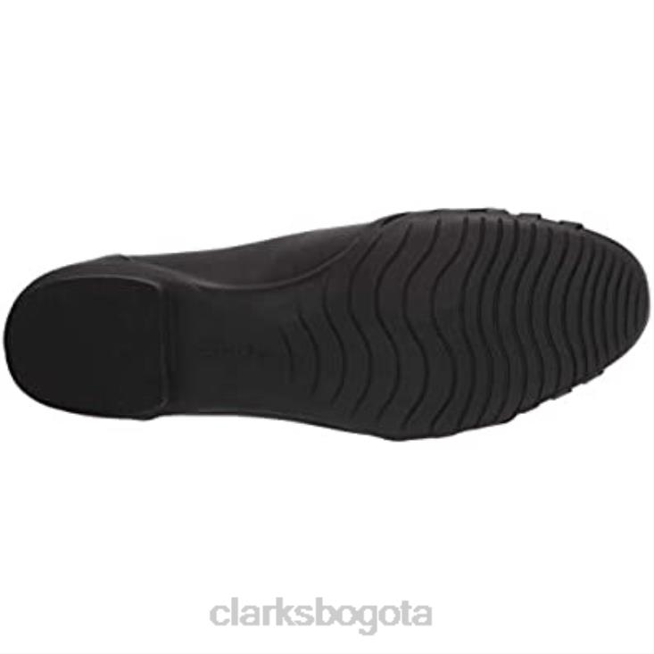 Clarks 0DX8L1656 Bailarina clarks sara clover de piel negra para mujer mujer cuero negro
