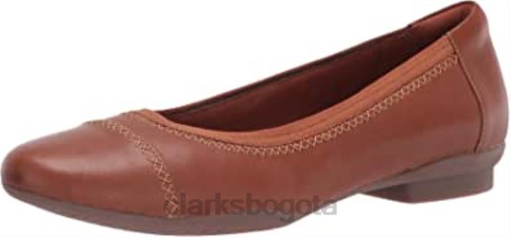 Clarks 0DX8L1658 Bailarinas Clarks Sara Orchid de mujer de piel color caramelo mujer cuero caramelo