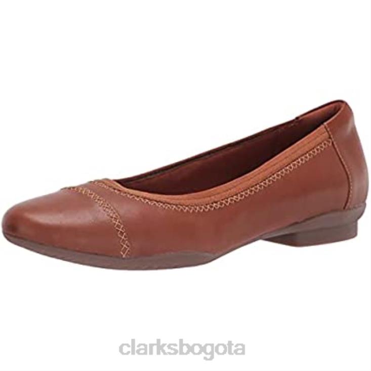Clarks 0DX8L1658 Bailarinas Clarks Sara Orchid de mujer de piel color caramelo mujer cuero caramelo