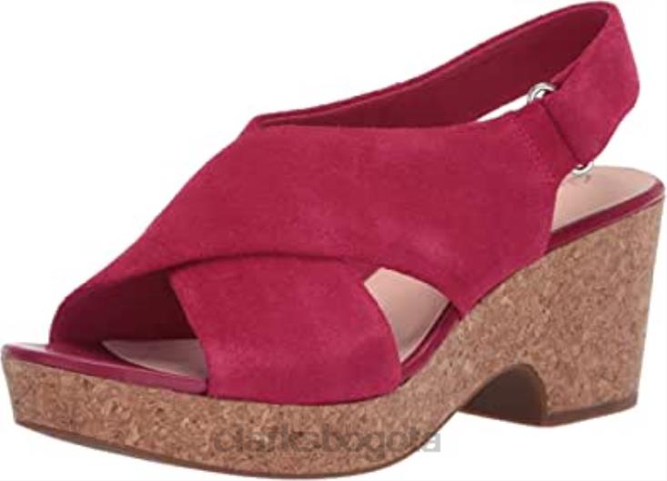 Clarks 0DX8L1661 sandalia con cuña maritsa lara mujer clarks ante fucsia mujer gamuza fucsia