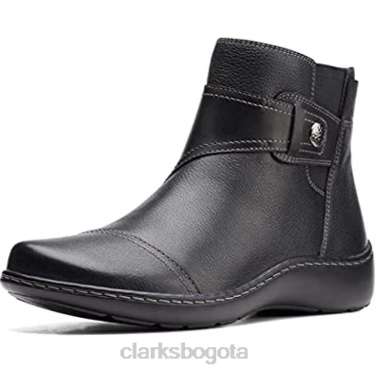 Clarks 0DX8L1682 Botines clarks mujer cora tropic piel metalizada negro piel mujer cuero negro