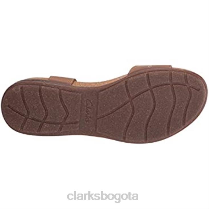 Clarks 0DX8L1686 Sandalia plana Roseville Mae de piel color canela claro para mujer clarks mujer