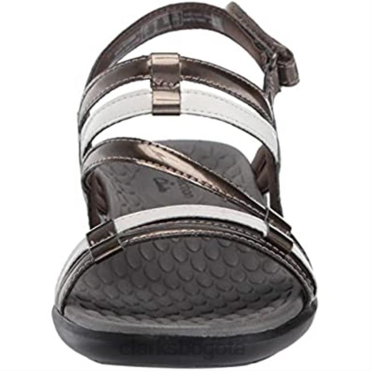 Clarks 0DX8L1724 peltre metalizado blanco sintético sonar pioneer sonar pioneer sandalia clarks mujer peltre metalizado blanco sintético