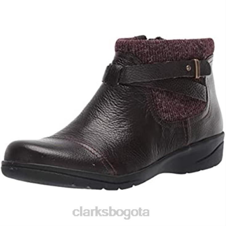 Clarks 0DX8L1727 botín cheyn kisha para mujer clarks textil de cuero caído marrón oscuro mujer textil de cuero caído marrón oscuro