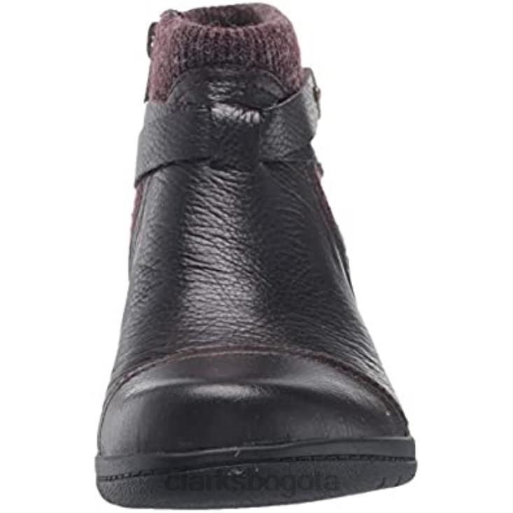 Clarks 0DX8L1727 botín cheyn kisha para mujer clarks textil de cuero caído marrón oscuro mujer textil de cuero caído marrón oscuro