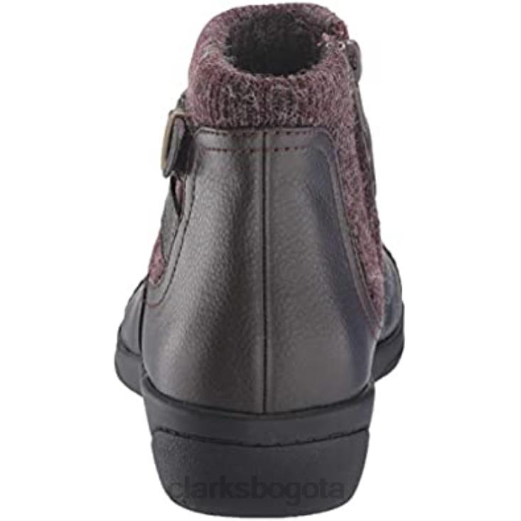 Clarks 0DX8L1727 botín cheyn kisha para mujer clarks textil de cuero caído marrón oscuro mujer textil de cuero caído marrón oscuro