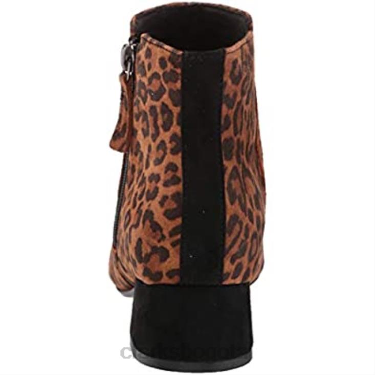 Clarks 0DX8L1728 Botín clarks marilyn beth de ante de leopardo tostado oscuro para mujer mujer ante de leopardo tostado oscuro