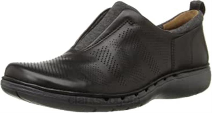 Clarks 0DX8L1740 Mocasines sin cordones para mujer Un Spirit de cuero negro Clarks mujer cuero negro