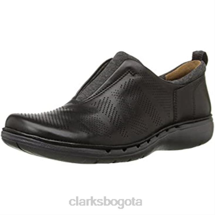 Clarks 0DX8L1740 Mocasines sin cordones para mujer Un Spirit de cuero negro Clarks mujer cuero negro