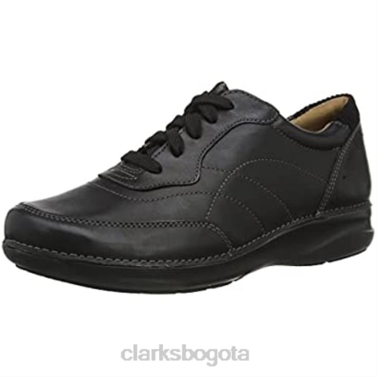 Clarks 0DX8L1742 Zapatilla Appley Tie para mujer de piel negra clarks mujer cuero negro