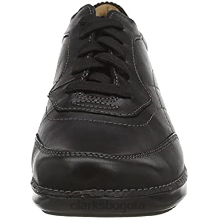 Clarks 0DX8L1742 Zapatilla Appley Tie para mujer de piel negra clarks mujer cuero negro