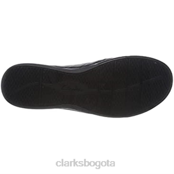Clarks 0DX8L1742 Zapatilla Appley Tie para mujer de piel negra clarks mujer cuero negro