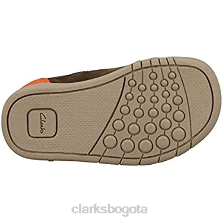 Clarks 0DX8L1744 Zapatos clarks rex play para niños de cuero verde caqui con cinta adhesiva para niños 6 g de cuero caqui niños