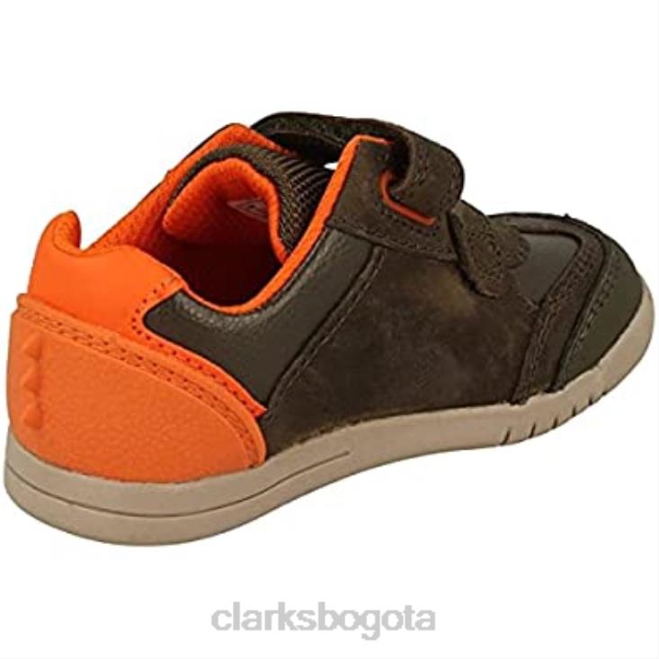 Clarks 0DX8L1744 Zapatos clarks rex play para niños de cuero verde caqui con cinta adhesiva para niños 6 g de cuero caqui niños