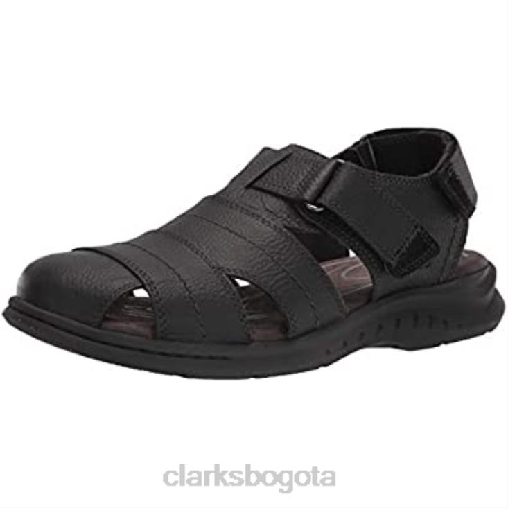Clarks 0DX8L1745 Sandalias de pescador Clarks Hapsford Cove de cuero negro para hombre hombres cuero negro caído
