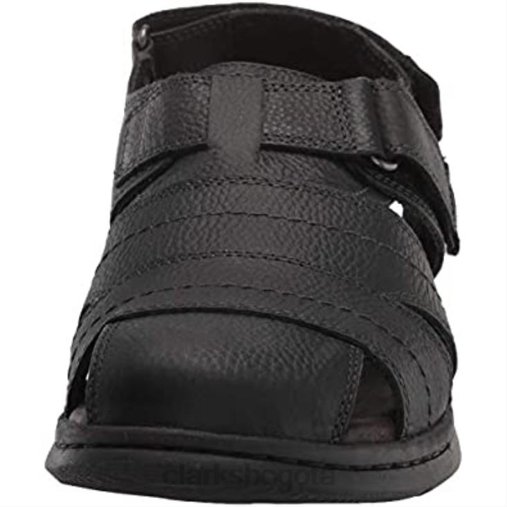 Clarks 0DX8L1745 Sandalias de pescador Clarks Hapsford Cove de cuero negro para hombre hombres cuero negro caído