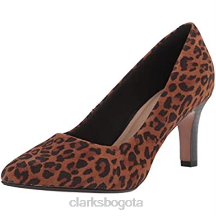Clarks 0DX8L1746 Zapatos de salón Clarks Illeana Tulip de ante de leopardo color canela oscuro para mujer mujer ante de leopardo tostado oscuro