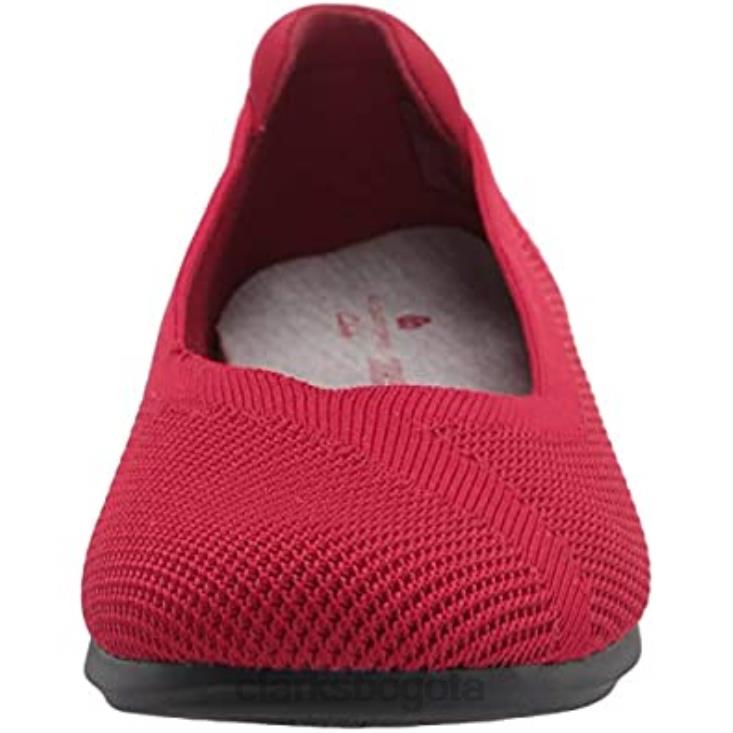 Clarks 0DX8L1762 Bailarinas Clarks Carly Wish de mujer de punto rojo mujer punto rojo