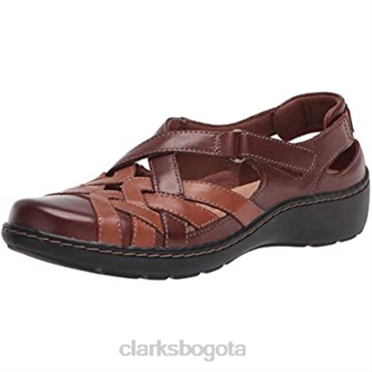 Clarks 0DX8L1793 Mocasines planos clarks cora dream combi de cuero tostado para mujer mujer combinación de cuero color canela