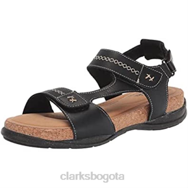 Clarks 0DX8L1801 Sandalia plana clarks roseville mae de cuero negro para mujer mujer