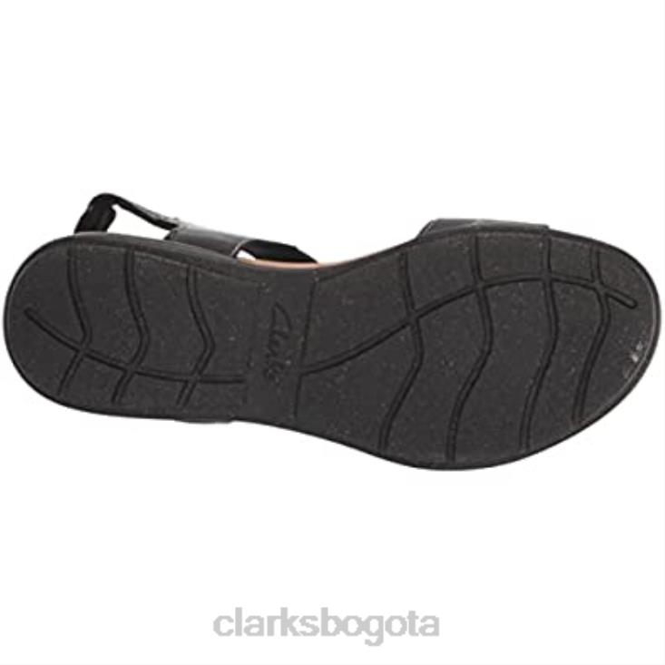 Clarks 0DX8L1803 Sandalia plana clarks roseville mae de piel negra para mujer mujer