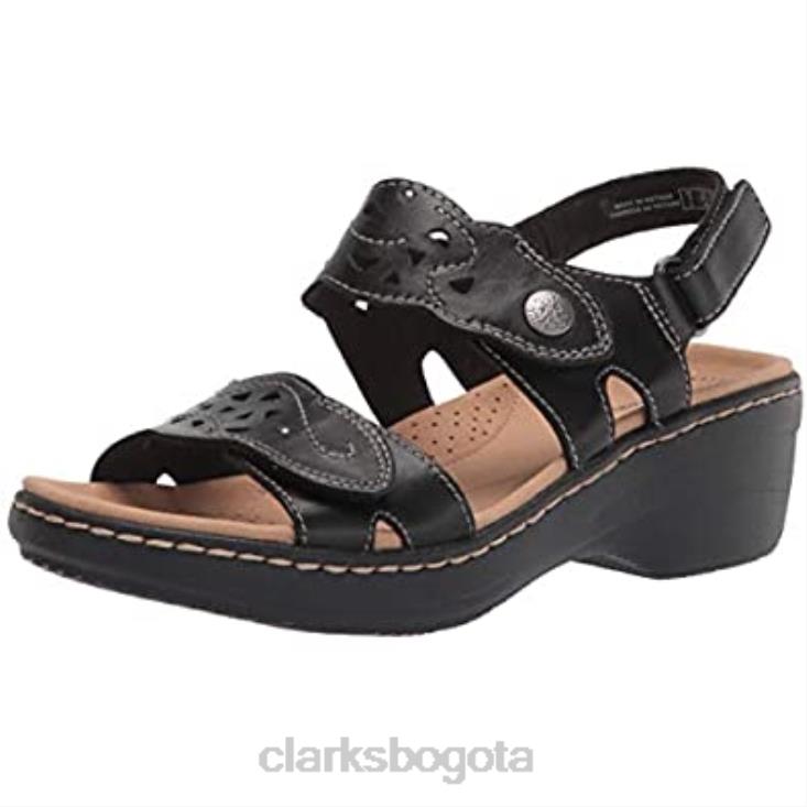 Clarks 0DX8L1804 sandalia clarks merliah dove mujer piel negra mujer cuero negro