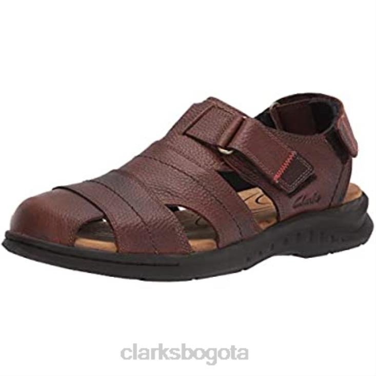 Clarks 0DX8L1841 Sandalias de pescador hapsford cove de cuero caído marrón de Clarks para hombre hombres cuero caído marrón