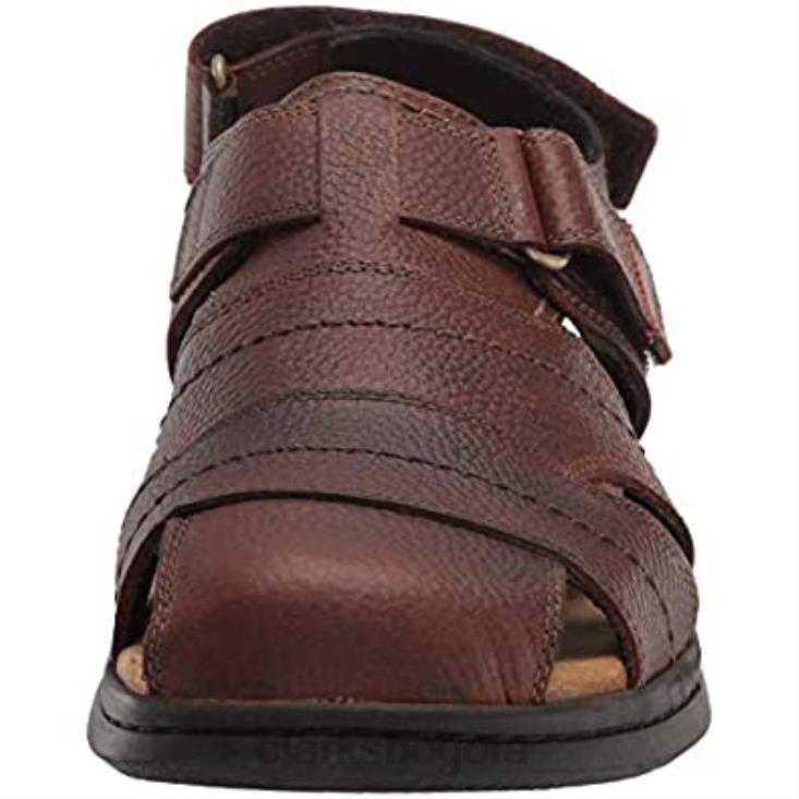 Clarks 0DX8L1841 Sandalias de pescador hapsford cove de cuero caído marrón de Clarks para hombre hombres cuero caído marrón