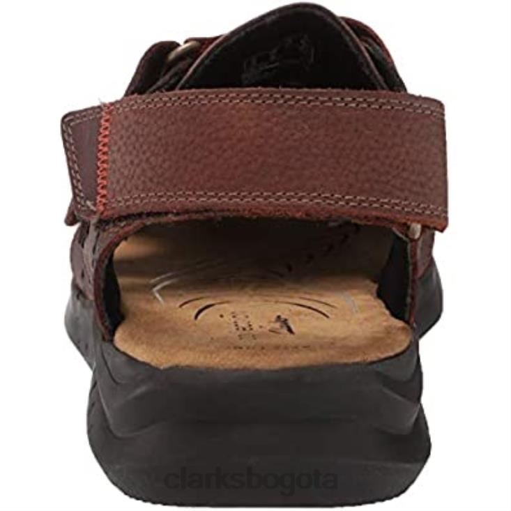 Clarks 0DX8L1841 Sandalias de pescador hapsford cove de cuero caído marrón de Clarks para hombre hombres cuero caído marrón