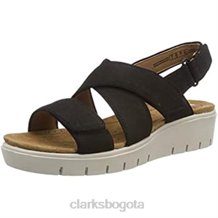 Clarks 0DX8L1843 Sandalias con tira trasera de mujer Clarks Un Karely Dew en negro mujer nubuck negro