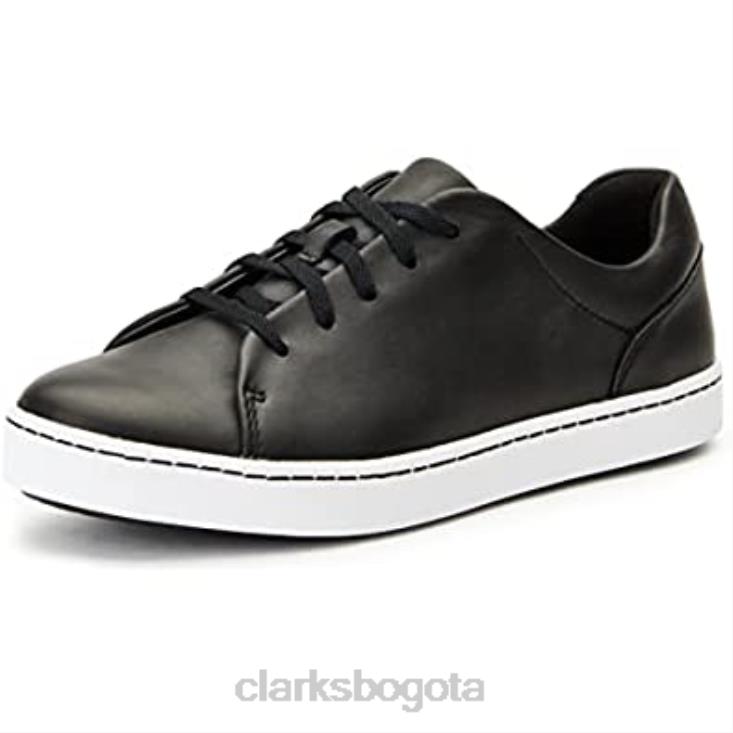 Clarks 0DX8L1844 Zapatilla Pawley Springs de mujer de piel negra clarks mujer cuero negro