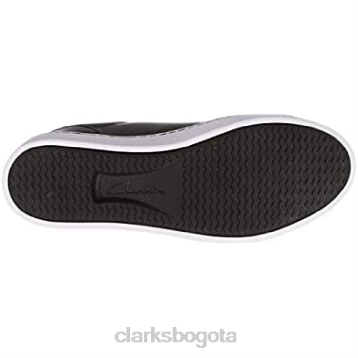 Clarks 0DX8L1844 Zapatilla Pawley Springs de mujer de piel negra clarks mujer cuero negro
